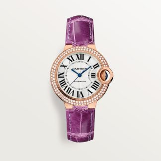 replika Ballon Bleu de Cartier ur 33mm rosaguld diamanter læder CRWJBB0051