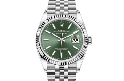 replika Rolex Datejust 36 Oyster 36 mm Oystersteel og hvidguld Mintgrøn urskive M126234-0051