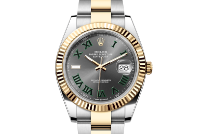 replika Rolex Datejust 41 Oyster 41 mm Oystersteel og gult guld Skiferskive M126333-0019