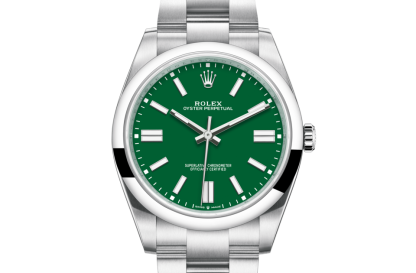 replika Rolex Oyster Perpetual 41 Oyster 41 mm Oystersteel Grøn urskive M124300-0005