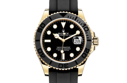 replika Rolex Yacht Master 42 Oyster 42 mm gult guld Sort urskive M226658-0001