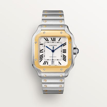 replika Santos de Cartier ur Stor model gult guld stål CRW2SA0009