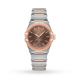 replika Omega Constellation Co Axial 36 mm herreur brun O13120362013001