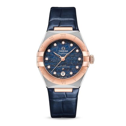 replika Omega Constellation Co Axial Master Chronometer 29 mm dameur blå O13123292099003