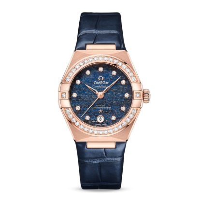 replika Omega Constellation Co Axial Master Chronometer 29 mm dameur blå O13158292099006